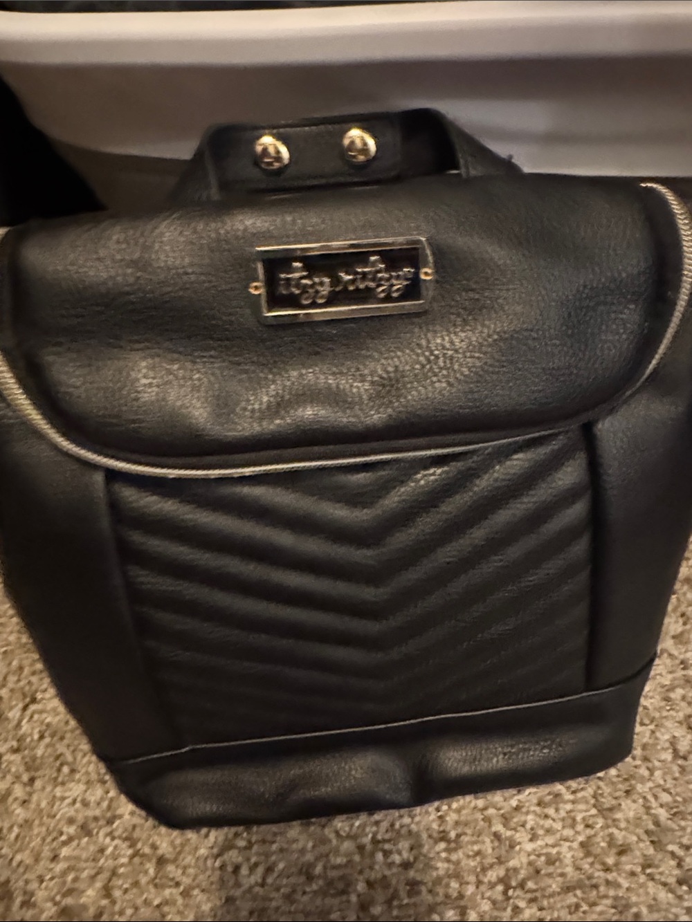 Itzy Ritzy Black Quilted Faux Leather bag